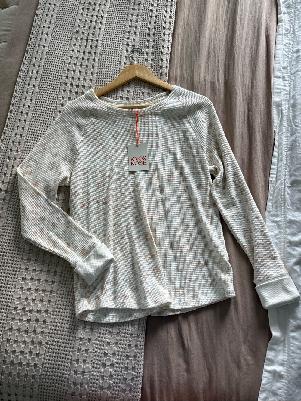 NEW Knox Rose Cream Waffle Knit‎ Top Size L